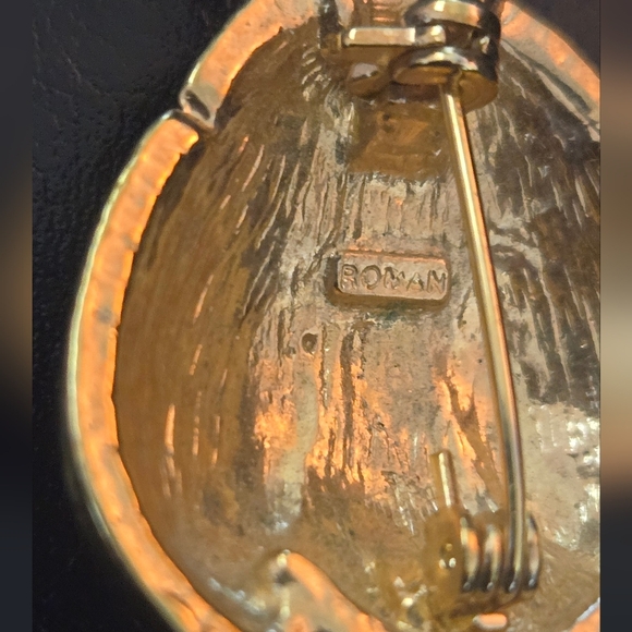 Roman Vintage Ladybug Brooch Bug Gold Rhinestones & Enamel EUC - Picture 4 of 6